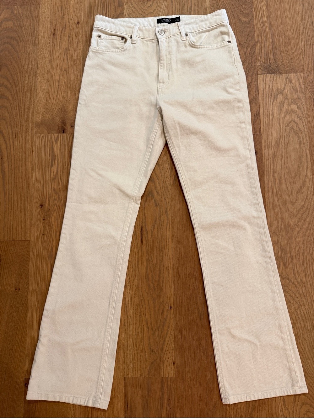 Lauren Ralph Lauren Cream Straight Leg Jeans Size 8 - 31 inseam